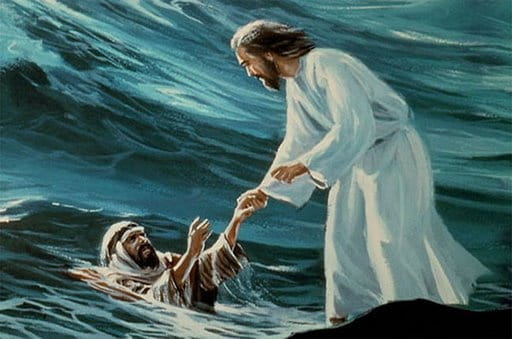 jesus and peter walking on water