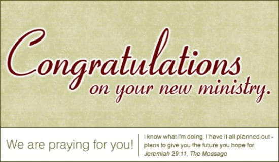 Congratulations - New Ministry ecard, online card