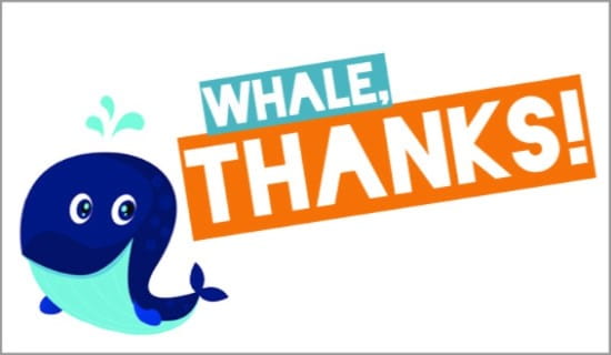 Whale, Thanks! ecard, online card