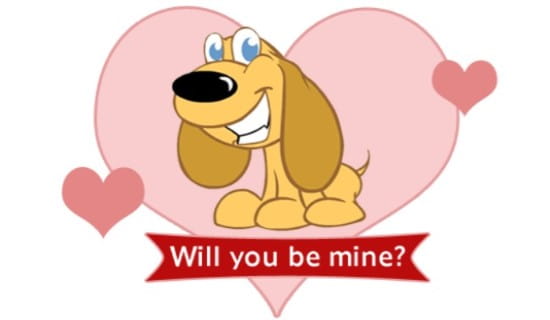 Be Mine Pup ecard, online card