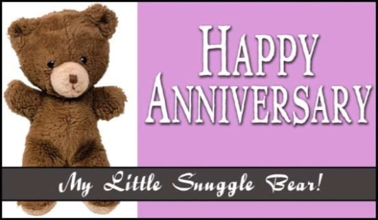 Happy Anniversary Snuggle Bear ecard, online card