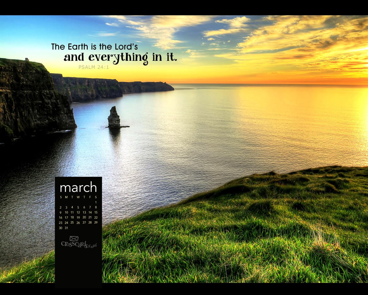 March 2014 - Psalm 24:1 Desktop Calendar- Free March Wallpaper