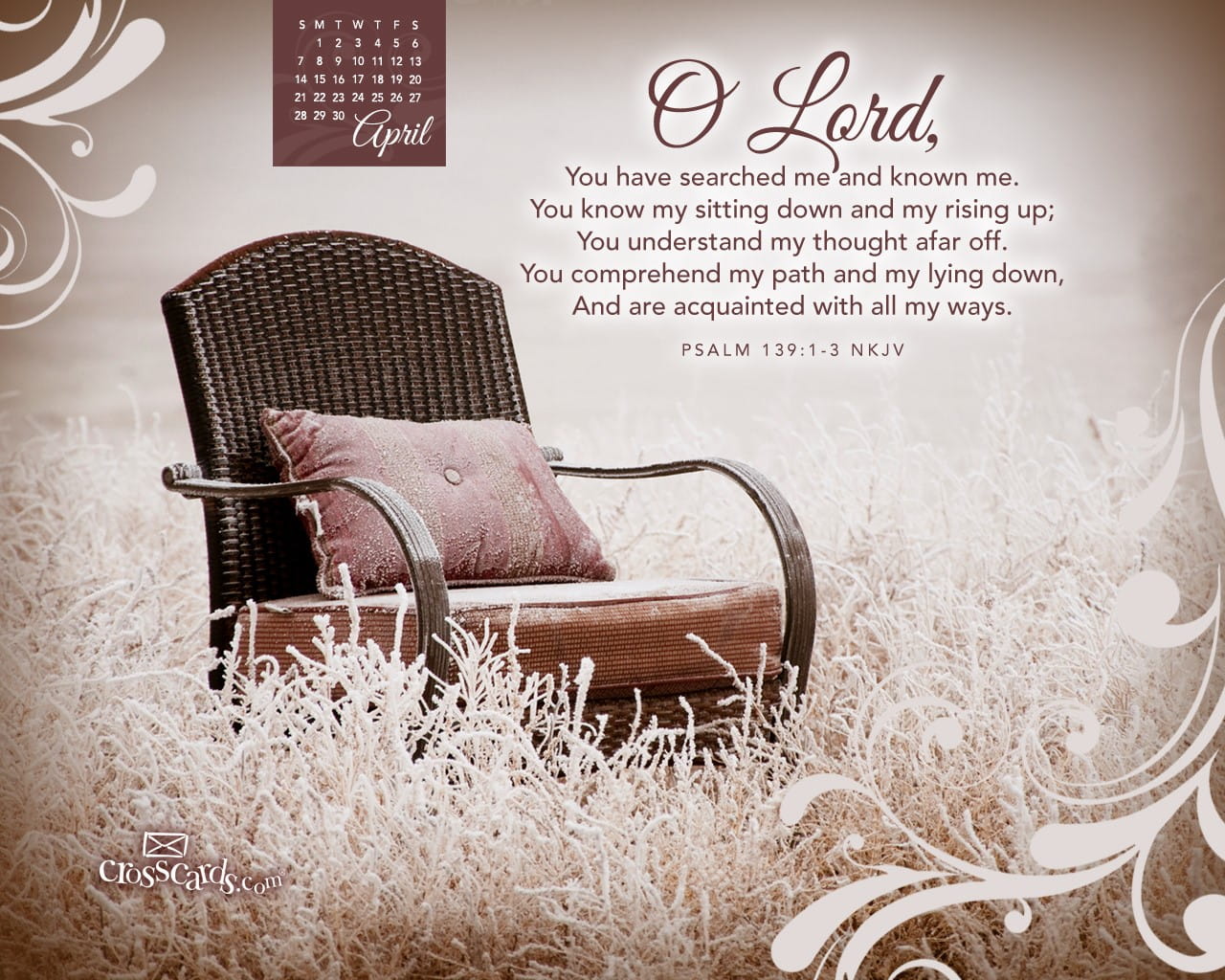 April 2013 Psalm 139 1 3 NKJV Desktop Calendar Free April Wallpaper