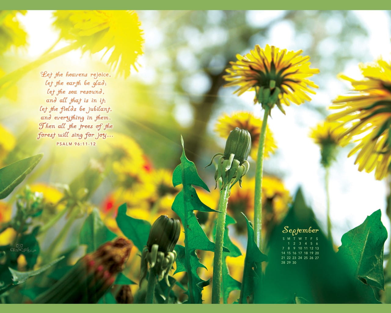 Sept 2014 Psalm 96 11 12 Desktop Calendar Free September Wallpaper