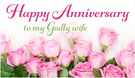 Happy Anniversary to My Godly Wife ecard, online card