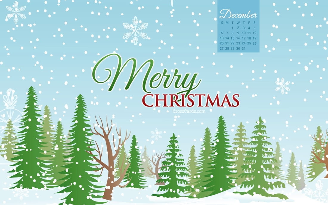 December 2015 - Merry Christmas Forest mobile phone wallpaper