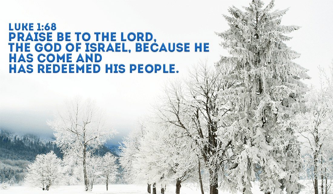 We have been redeemed for Christ! - Luke 1:68 ecard, online card