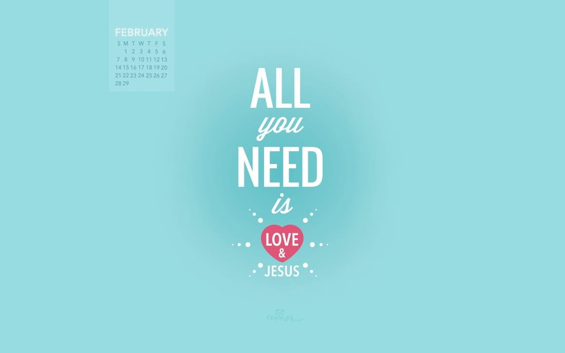 February 2016 - Love and Jesus mobile phone wallpaper