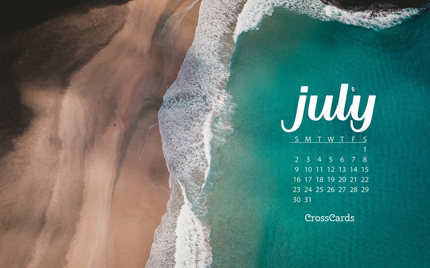 July 2017 Beach Desktop Calendar Free July Wallpaper