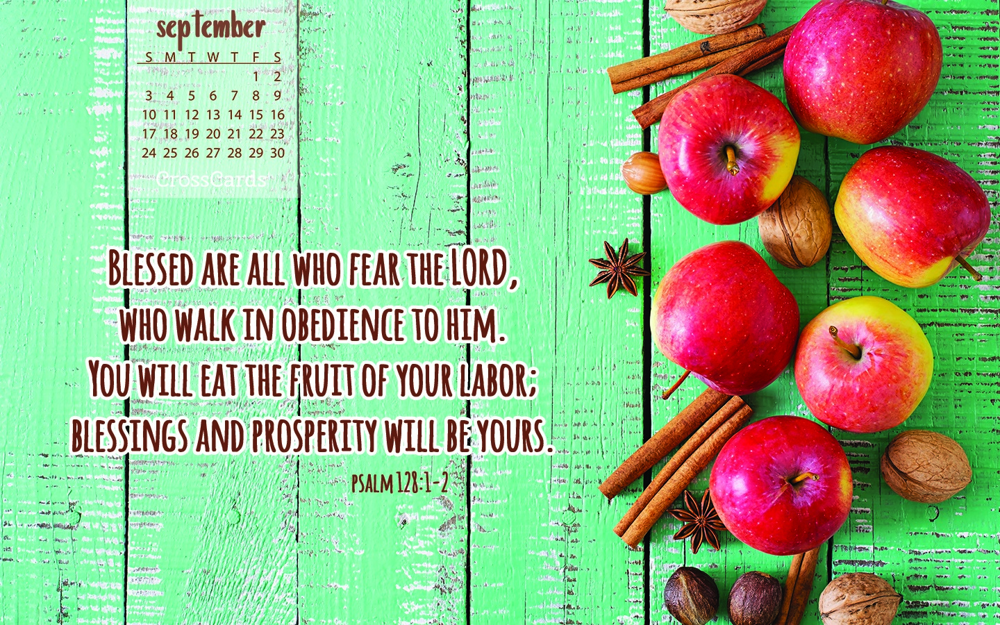 September 2017 Psalm 128 1 2 Desktop Calendar Free September Wallpaper