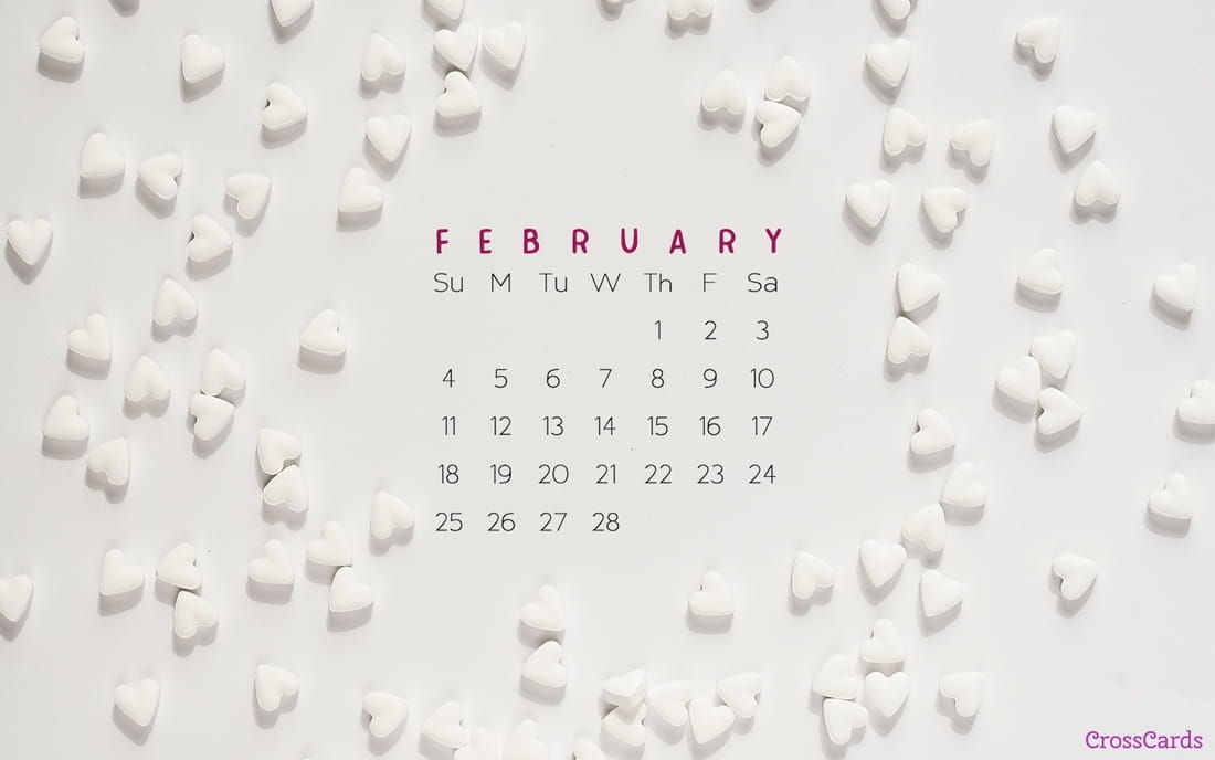 February 2018 - White Hearts mobile phone wallpaper