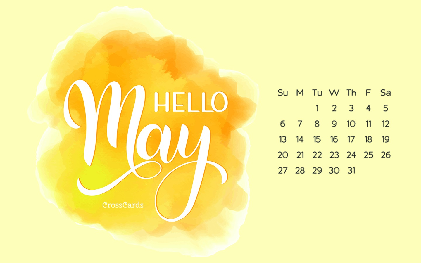 May 2018 - Hello May Desktop Calendar- Free May Wallpaper
