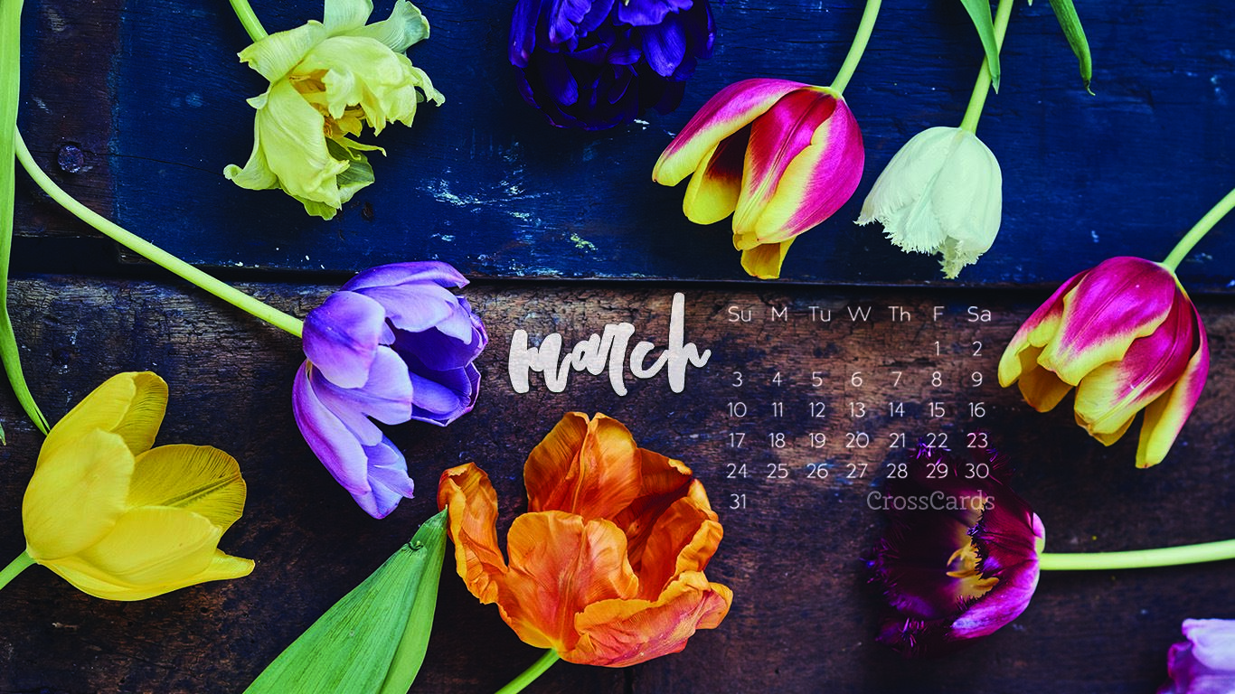 March 2019 - Flowers Desktop Calendar- Free March Wallpaper