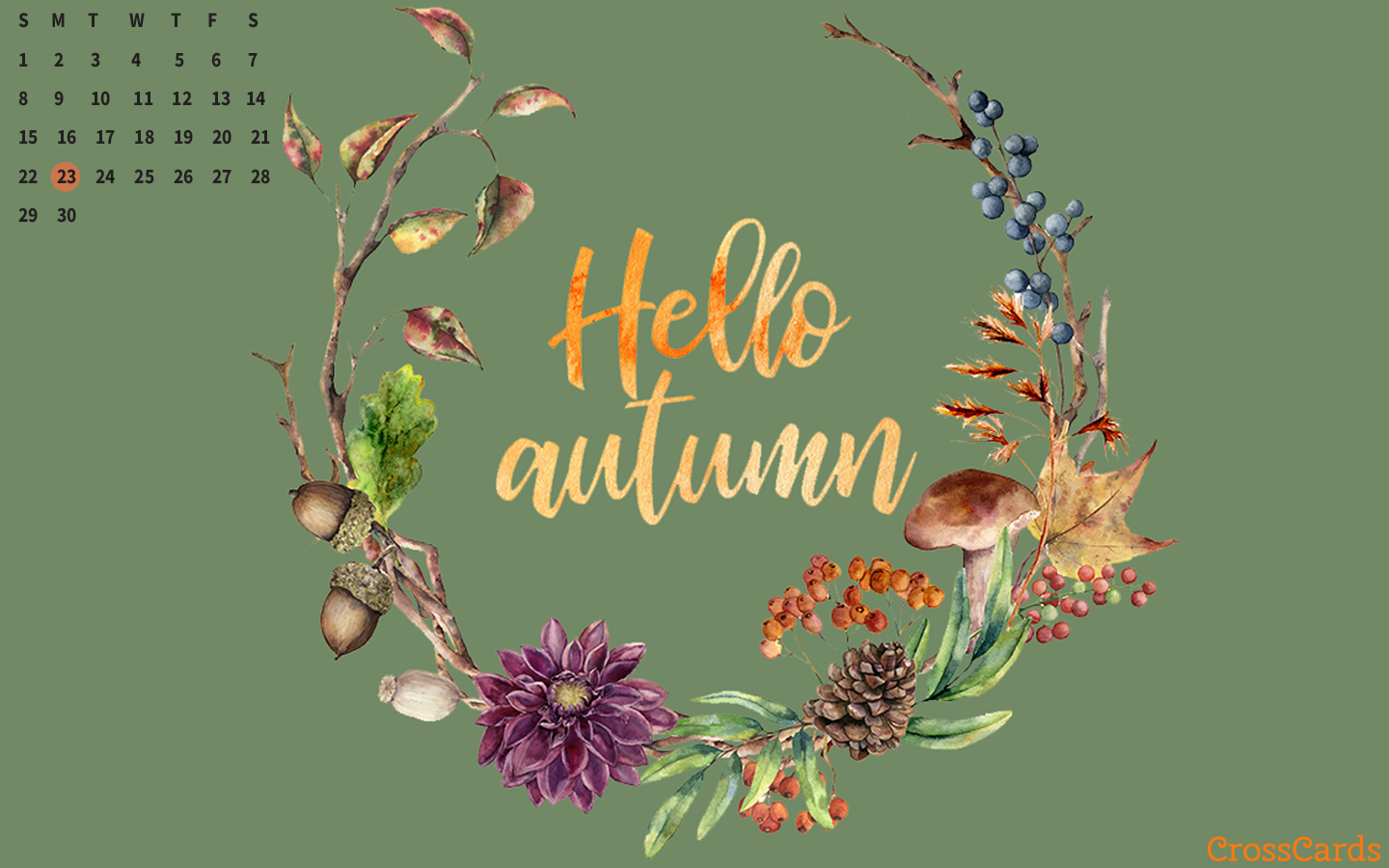 September 2019 - Hello Autumn Desktop Calendar- Free September Wallpaper