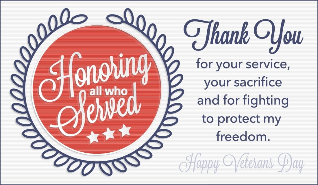 Honoring All Who Served ecard, online card