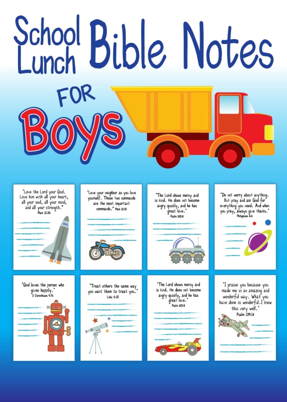 School Lunch Bible Notes for Boys - Free Printable