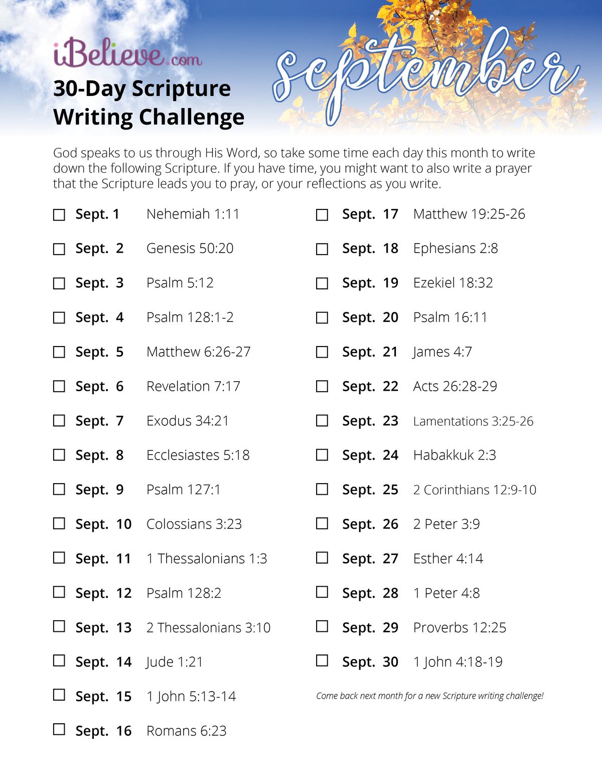 september 31 day scripture writing challenge