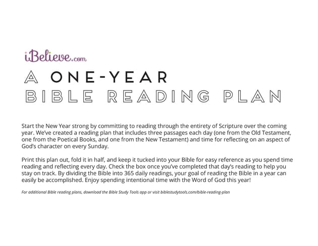 Reading the bible in one year plan pdf