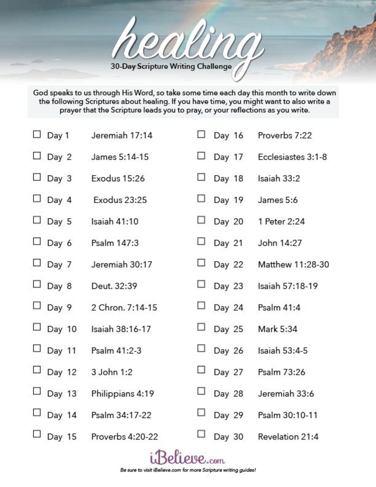 Printable Healing Scriptures