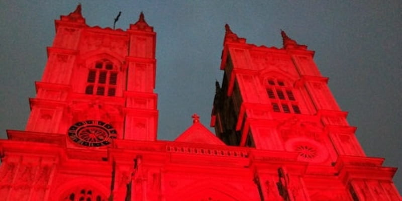 London Landmarks Go Red for Religious Freedom