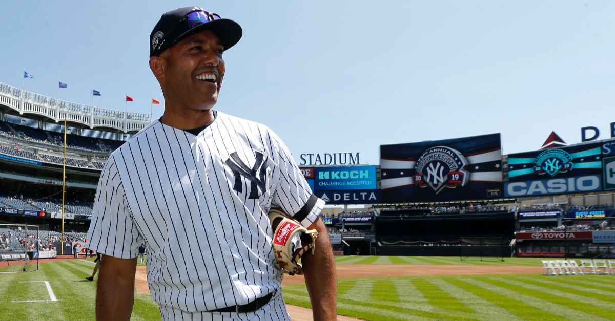 President Donald Trump At Baseball With Mariano Rivera Photograph