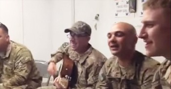 A soldier and his buddies pen an original song and sing it for his daughter waiting back home. She really misses her Daddy, but I bet this made her feel better!