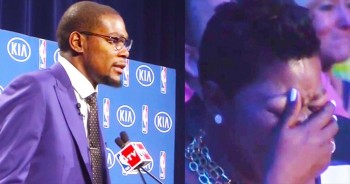 When Kevin Durant gave his MVP speech he recognized the true MPV, his mom. Skip ahead to 2:30 for the good stuff!