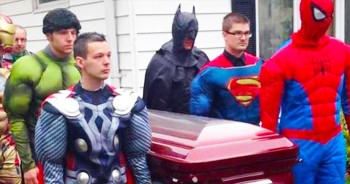 After young Braden lost his battle with a brain tumor, his family decided to honor him by appearing at his funeral as the super heroes he loved so much on Earth. This one will touch you. 