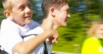 He May Be Carrying Little Brother Braden On His Back, But It's Braden Who's Doing The Lifting