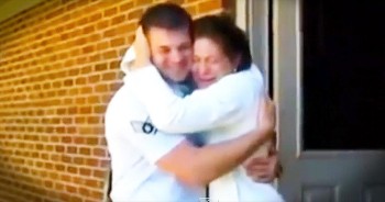 Mom and Granny were in for a surprise when their airman showed up. Go ahead and grab the tissues now.