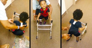 Kayden had his right and left foot amputated earlier this year. Now, he’s learning to walk with his prosthetics and the result couldn’t be more heartwarming.