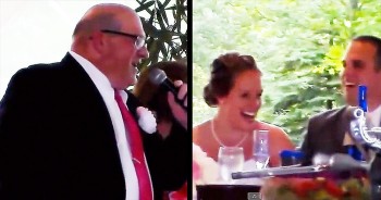 This father of the groom just stunned an entire crowd of people with one simple song. His clever take on Leonard Cohen’s ‘Hallelujah’ will be one memorable wedding speech. 
