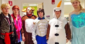 Knowing how much kids love the movie Frozen, these big, tough athletes headed to a local children's hospital to spread a little cheer. And seeing them dressed like Disney princesses made my day, too!