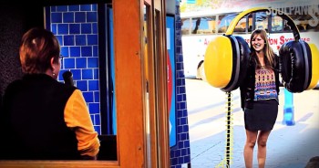 These people took a time out of their busy days to share words of encouragement with the people they love. And watching such loving things come through giant headphones made my smile giant, too!
