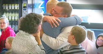 After serving overseas in Spain, U.S. Marine Dave Woodruff is finally coming home. And what better place to surprise his family than at church. It doesn’t get much better than those emotional reactions!