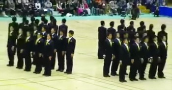 In Japan, synchronized precision walking is a competitive sport. And the members of this group are some of the very best. Their incredible talent and concentration is unlike anything I've seen before. Wow. Just WOW!