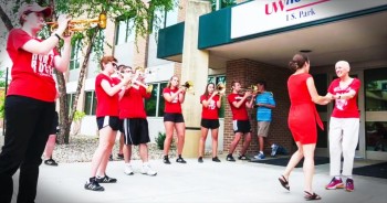 Ann Trachtenberg was fighting cancer chemo by chemo. And she joked with her family that on her last chemo she should be escorted to the car by a marching band to celebrate. Well this loving family decided that was a brilliant idea. And with some amazing help from the University of Wisconsin Marching Band they pulled off this surprise!