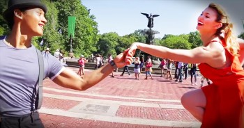 5 years ago Amanda and Josh were asked to dance together in a short film. They fell madly in love and have been together ever since. So when Josh decided to propose he thought it'd be fun to recreate the way they met by staging another film where they have to dance together. And when he got down on his knee in that last take I melted! You need to see this preciousness! 