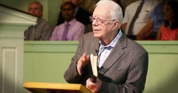 Former President Jimmy Carter may be battling brain cancer, but that won't stop him from teaching Sunday School! And hearing him preach the love, forgiveness, and grace of God while still battling for his life gave me such hope. And seeing people come from all around to hear about God will give you chills! 