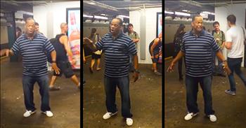 As crowds of New Yorkers pass by, one man noticed a shining star belting out Sam Cooke's 'A Change Gonna Come.' I've heard a lot of street performers before but nothing like THIS man on the subway. How incredible!