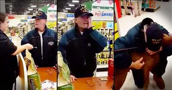 When this veteran had a heart attack that left him in the hospital for months his dogs had to be taken to a shelter. Sadly he was gone so long his dogs went up for adoption. By the grace of God he got out just soon enough to adopt his dogs but needed money to cover the adoption fees. That's when the incredible people at the shelter and his local PetSmart banned together to raise the money. And seeing him reunited with his dogs is just about the sweetest thing you could ever see! God bless this vet and these kind people!