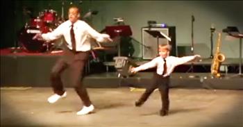 This little boy walked out on stage with a friend twice his size. But when they started tap dancing my jaw hit the floor! This little guy didn't just keep up, he danced his heart out. And you will love every second of it!