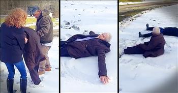 For her 85th birthday, this granny ventured out into the snow. And when she lays down on the ground for a snow angel...my heart is completely melting. This is proof that age ain't nothing but a number!