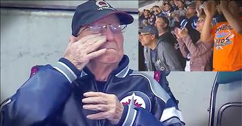 97-year-old Len Kropioski, nicknamed Kroppy, is a devoted Winnipeg Jets fan. Normally a fixture at every game, Kroppy was recently in the hospital for an extended period of time. When Kroppy finally returned, he received the most amazing welcome back. I'm all misty-eyed over here!