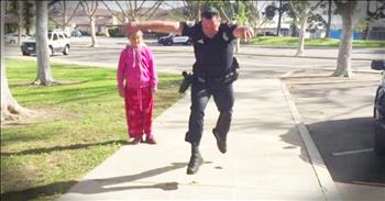 These police officers were called to investigate a car and when they arrived on scene they found a mother and daughter who had been living in their car. While one officer worked with the mom to help find the two a place to stay the other officer decided to play with this sweet 11-year-old girl. And watching the two play hopscotch made my day. God bless this officer!