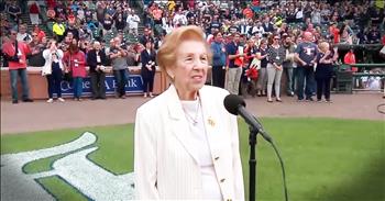 89-year-old Holocaust survivor Hermina Hirsh came to the United States after WWII, and she is very proud of her new home country! It has always been this patriotic woman's dream to sing the National Anthem at a ball game. And seeing her dream come true will make your day!