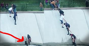 When these passerbys realized a dog had fallen down a deep ravine they knew they had to get him out. And seeing how they form a human chain to get this dog out is inspiring. It's amazing what we can do when we work together!