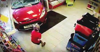 This little boy was just looking through the candy at a gas station when a drunk driver came plowing through the store hitting the boy. But this story is no tragedy, the little boy miraculously escaped the crash with only bruises and scrapes. Wow, his guardian angel was busy! 