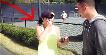 This mother was playing a friendly game of tennis when she noticed a familiar face around the corner. And when she realized it was her soldier son...what a reaction. I just love seeing military homecomings like this!