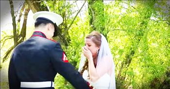 Hannah thought her deployed Marine brother was going to miss her wedding. But her family planned a surprise to bring him home just in time. And seeing him walk up to surprise his sister just before the wedding left me all kinds of emotional. How beautiful is this!?!